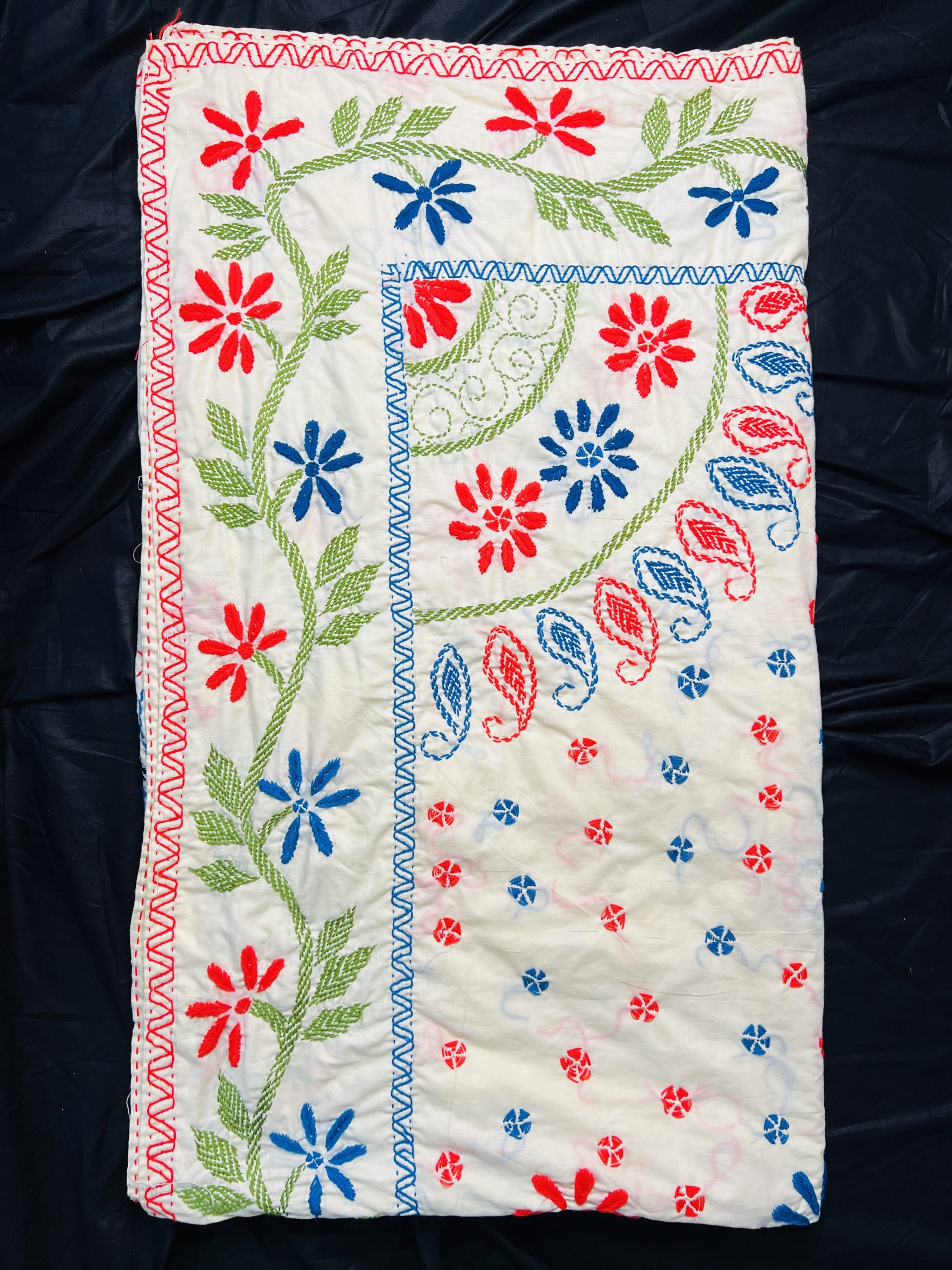 Hand-Embroidered Nakshi Quilt
