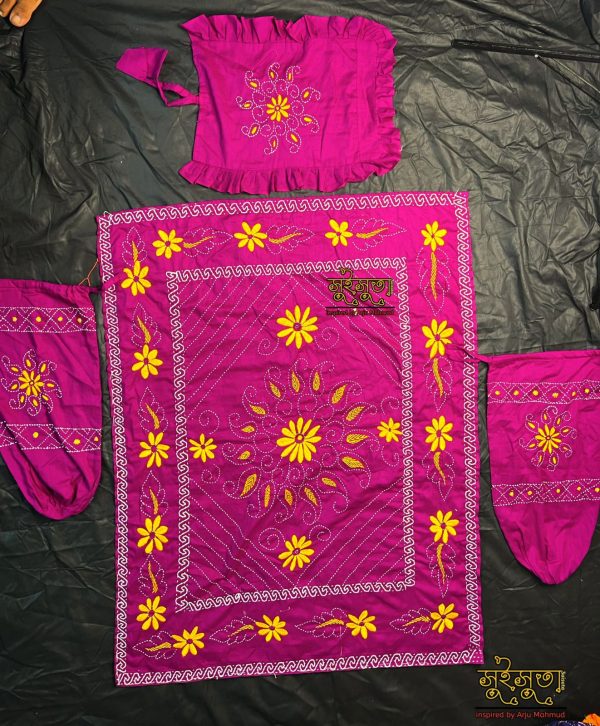 Baby Comfort Combo Nakshi Kantha Pack (হাতে তৈরি ৩ পিস সেট) - Image 6