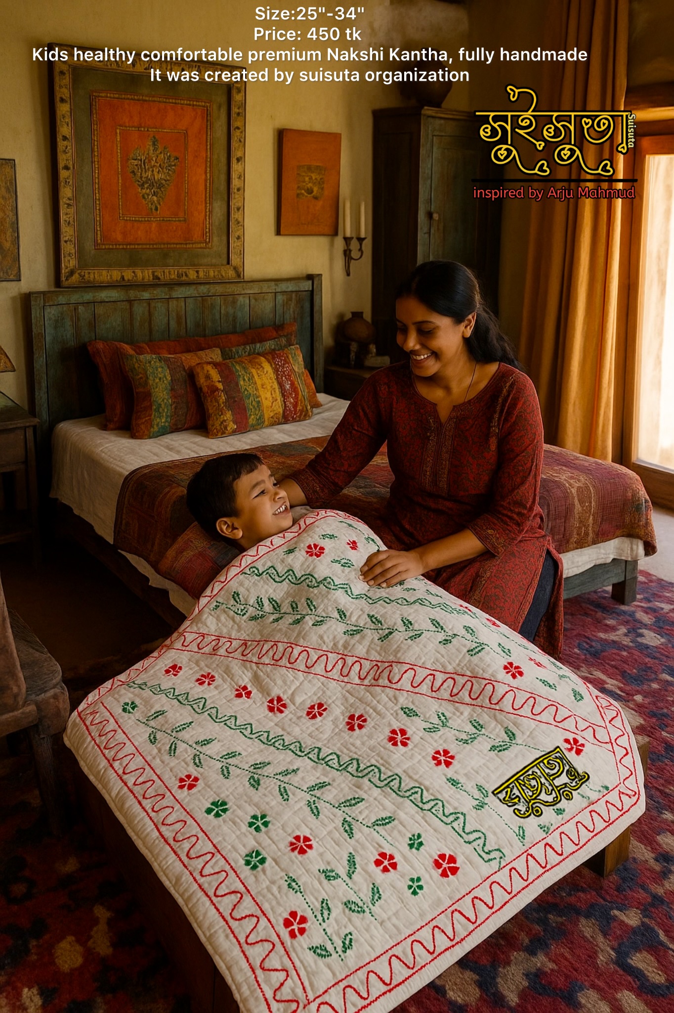 Floral Baby Kantha – মিষ্টি রঙে শিশুর ঘরের সাজ