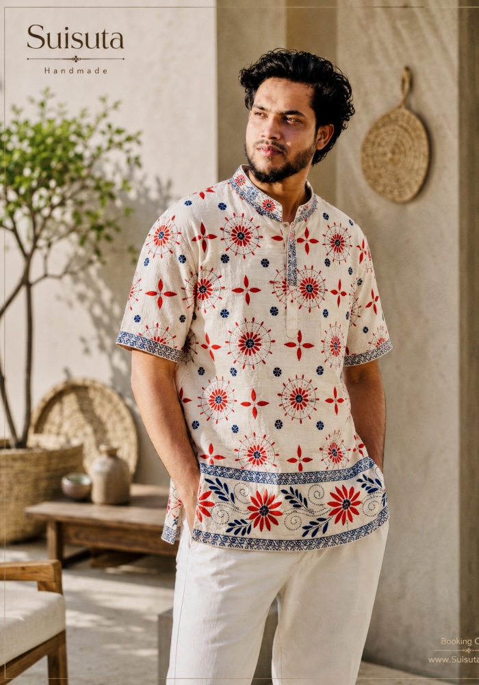 Suisuta Heritage Smart Shirt – হাতে কাজের ইয়াং মেনস ফতুয়া - Image 7