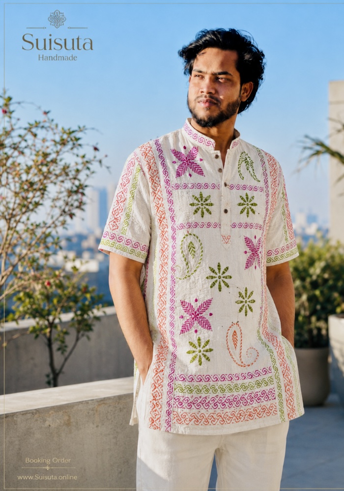 Suisuta Heritage Smart Shirt – হাতে কাজের ইয়াং মেনস ফতুয়া - Image 8